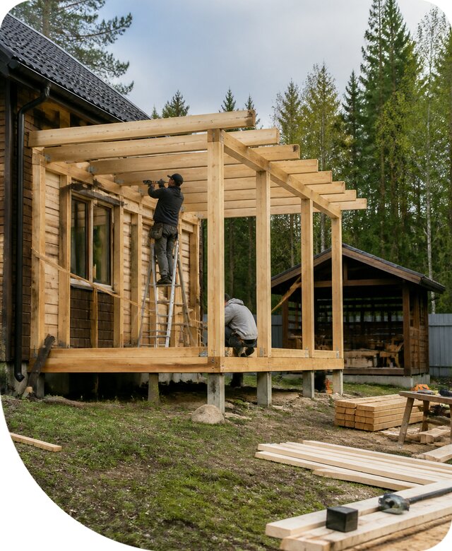 Строительство пристроек и построек на участке в Муравленке