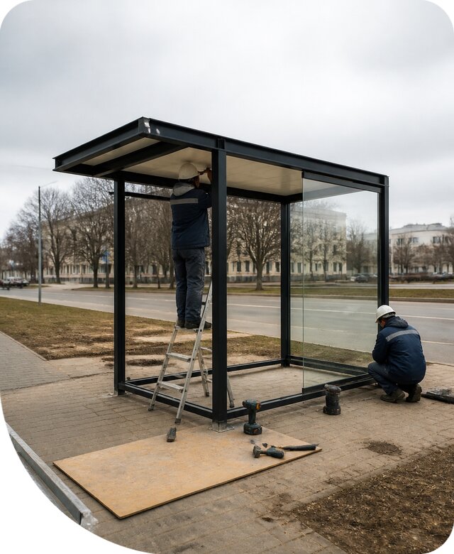 Изготовление и монтаж остановочного павильона в Муравленке